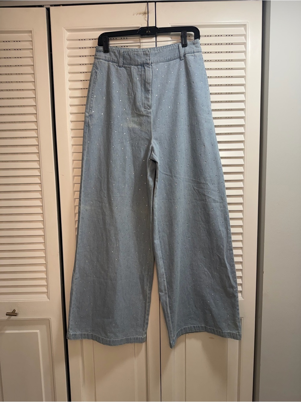 House of Harlow 1960 Embellished Rhinestoned Light Blue Denim Size 8